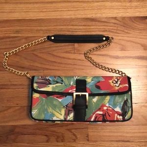 Patterned Fabric Chain Shoulder Bag